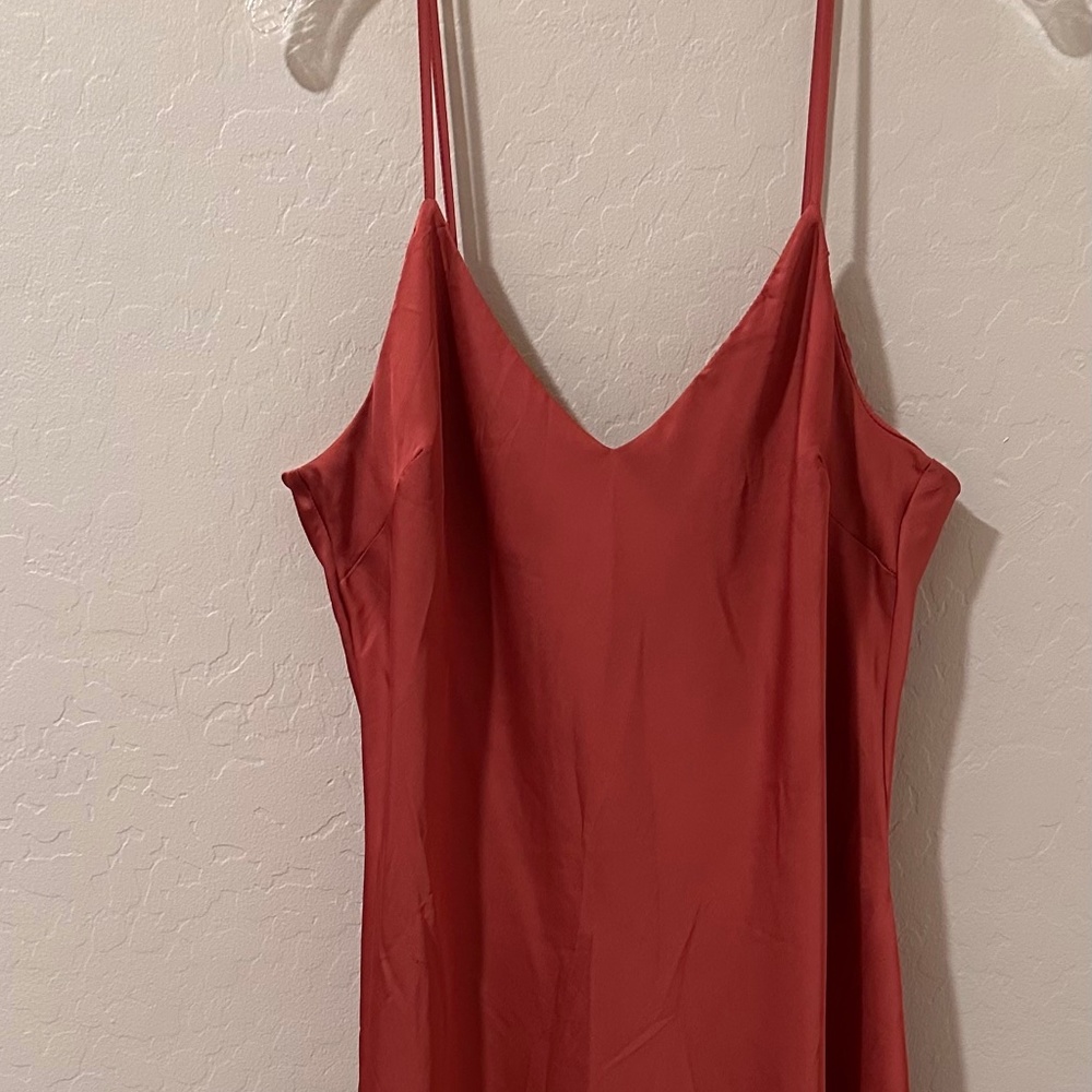 Forever 21 Satin Midi Slip Dress V Neck